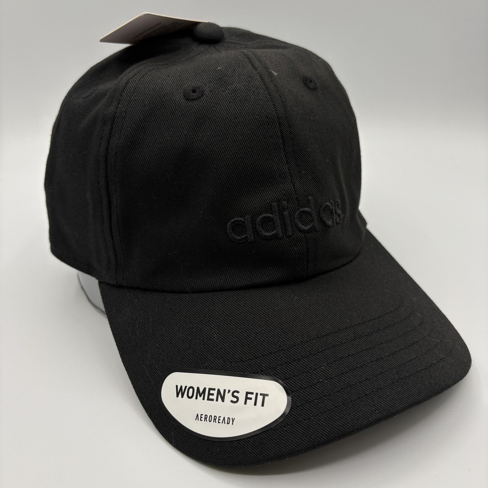 Adidas Womens Hat Cap Strap Back Black Cotton Twill AEROREADY Adjustable NEW